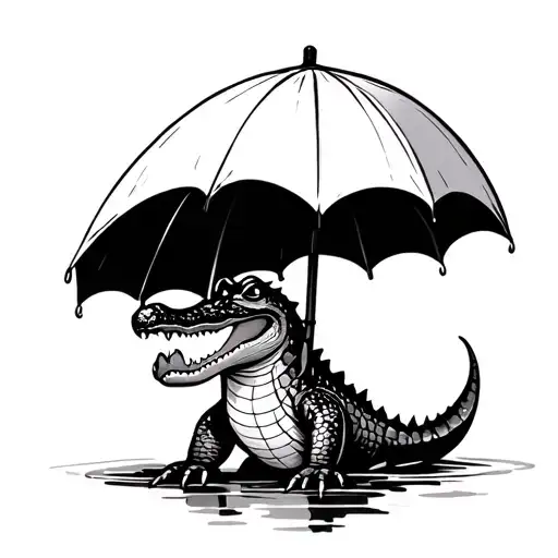 Crocodile That Holds An Umbrella