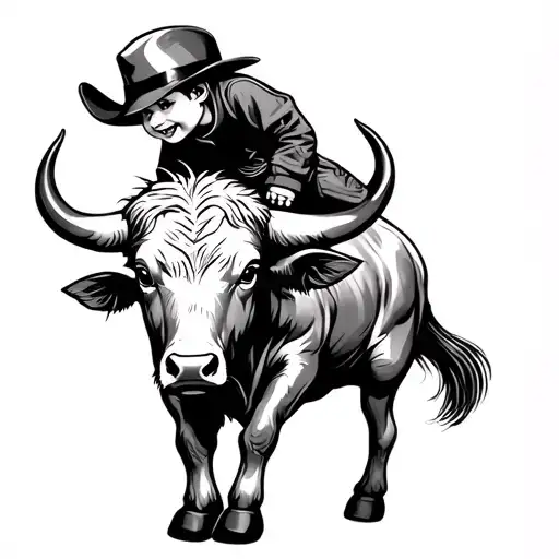 Little Kid Riding A Bull