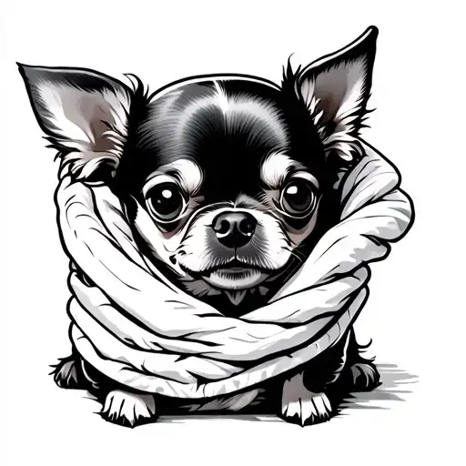 Chihuahua Sticking Nose Out Of Blanket Cartoon