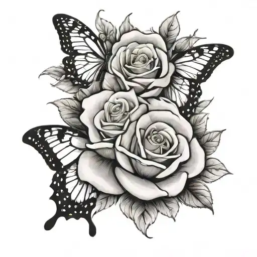Roses And Butterflies
