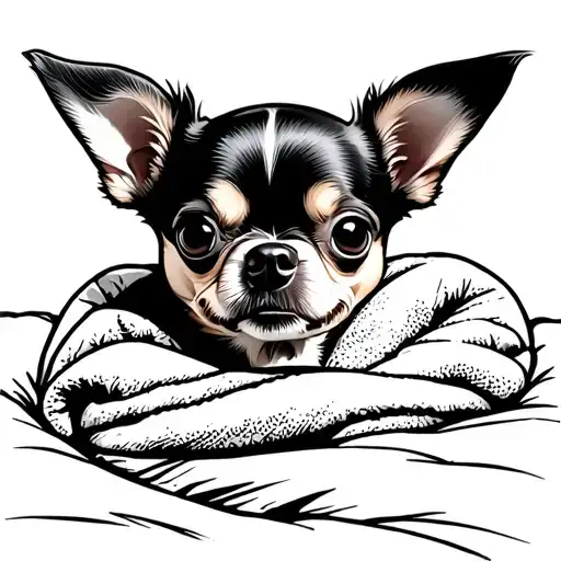Chihuahua Sticking Nose Out Of Blanket Cartoon Coving Most Of The Face Except Nose And Ears