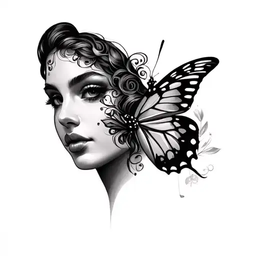Butterfly With Woman Face