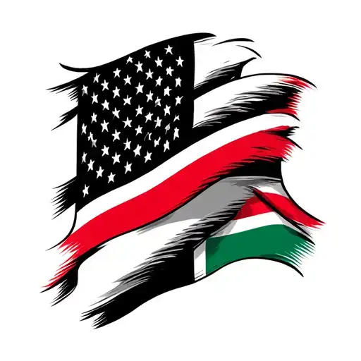Usa Flag And Trinidad And Tobago Flag Intertwined