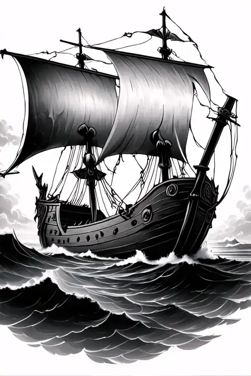 Viking Longship In Storm Clouds