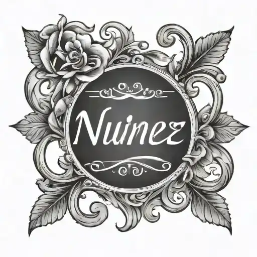 Last Name Nunez In Cursive Font Surrounded