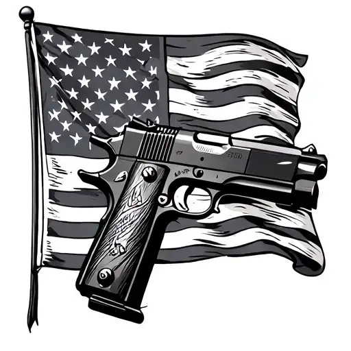American Flag With 1911