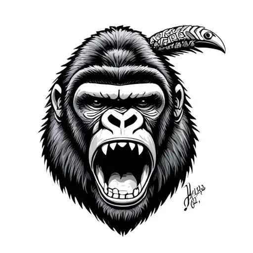 Mexican Crane Gorilla In His Mouth