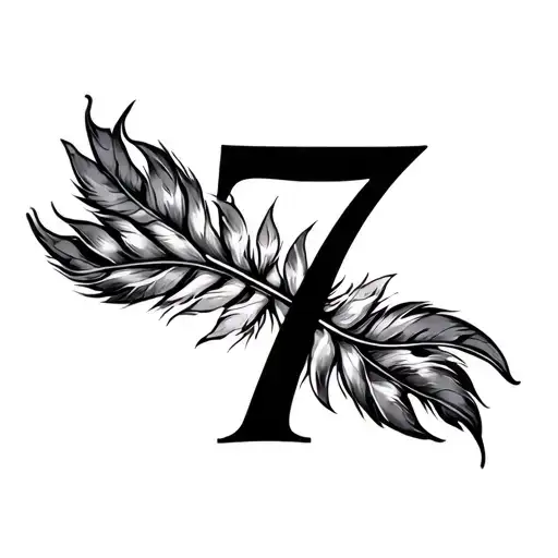Number 7 With Tiger Paw Feathers