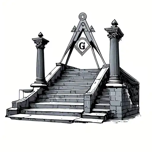 Masonic Pillar And Stairs Leading