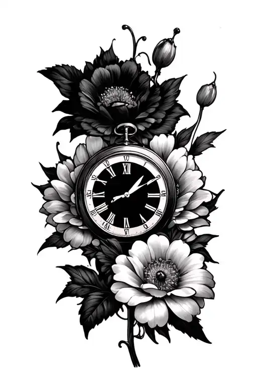 Birth Flowers Clock Surrounded