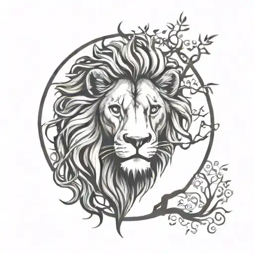 Tree Of Life And Lion Head