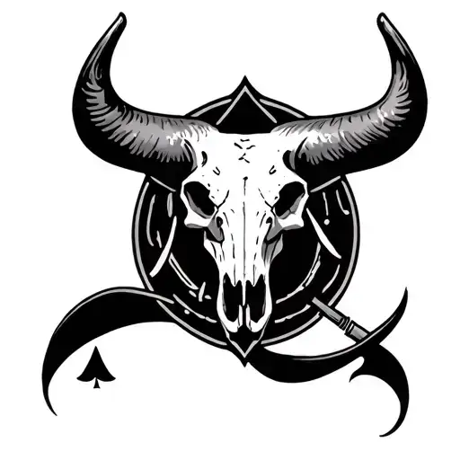 Queen Of Spade With Bull Skull Inside