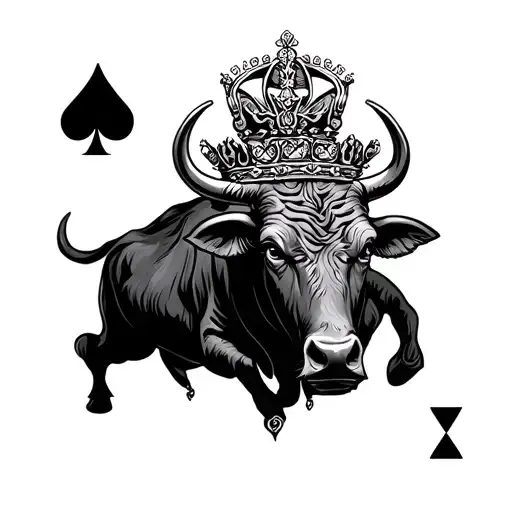 Queen Of Spade With Bull Drawn