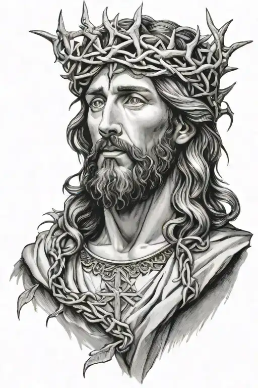 Portrait Of Jesus Wearing A Crown Of Thorns
