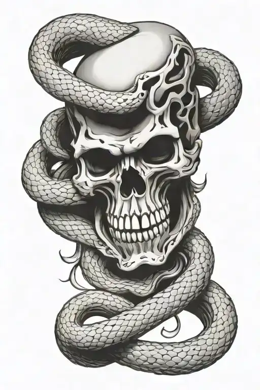 Skull And Snake Intertwined