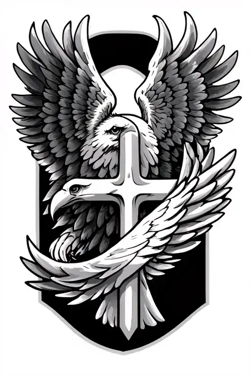 Eagle Wings With A Cross Wrapped