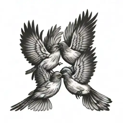 Small Birds Flying Together