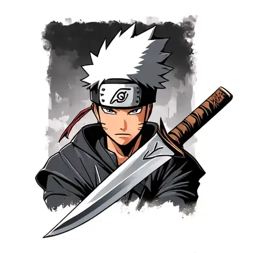 A Kunai With A Drawing Of Kakashi In