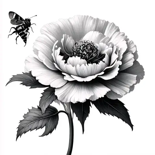 Carnation Flower With A Small Moth On Its Stomach