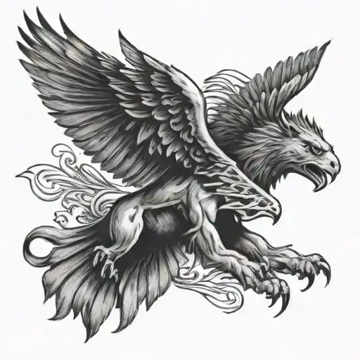 Lion And Eagle Soaring