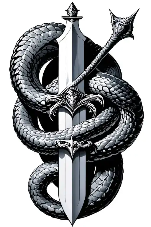 Sword With Snake Around It Luminous Points