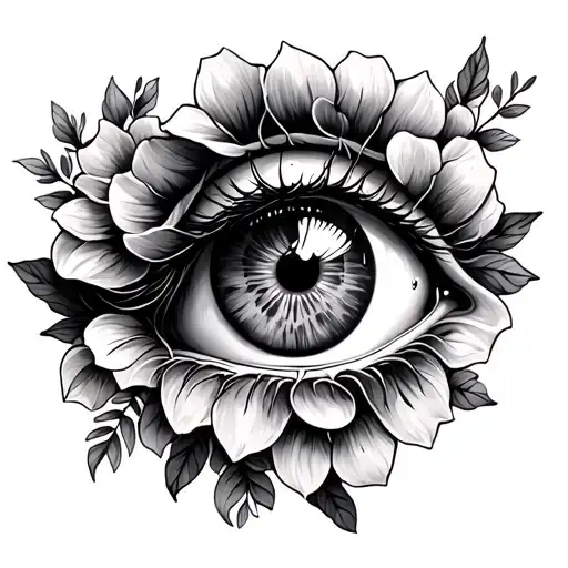 Crying Eye Surrounded With Flowers