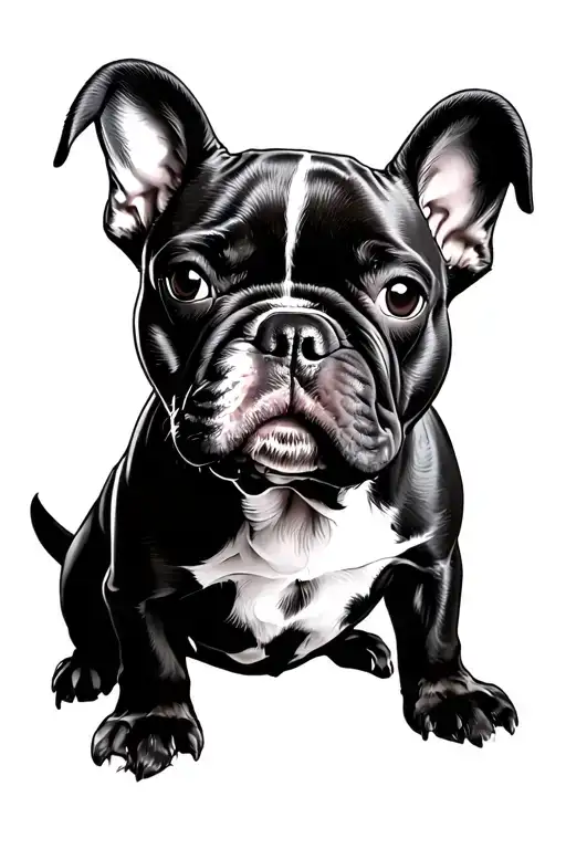 Frenchie Bulldog 1 Ear Black