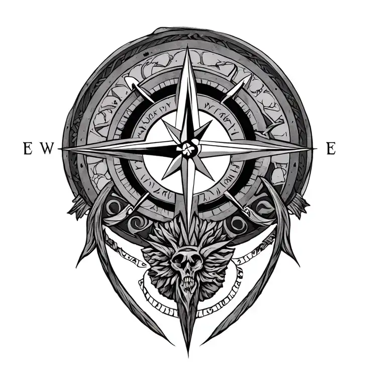 Viking Compass Rose With Intricate