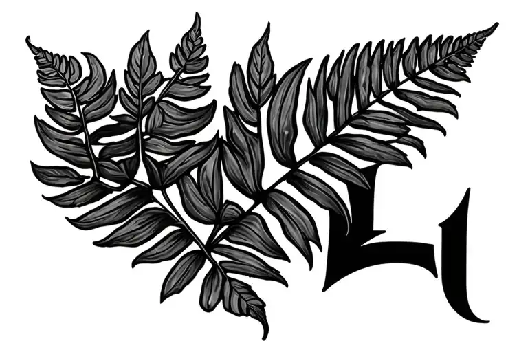 A Fern Leaf And The Letters L And L