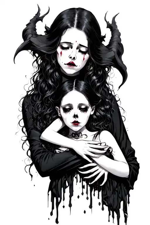 Gothic Vampire Holding Dead Girl Love Sad