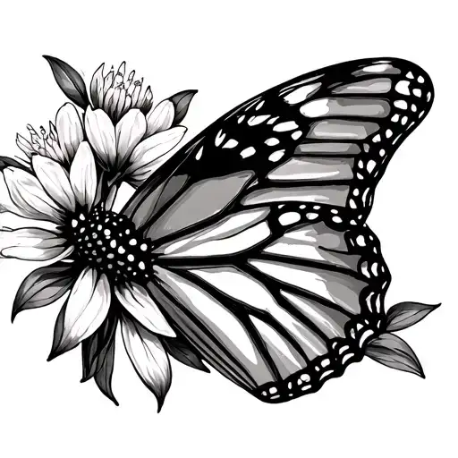 Monarch Butterfly And Milkweed Fine Line