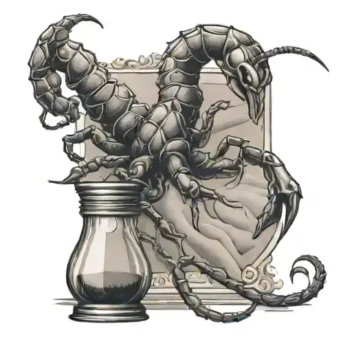 Scorpion With Hour Glass With Sand
