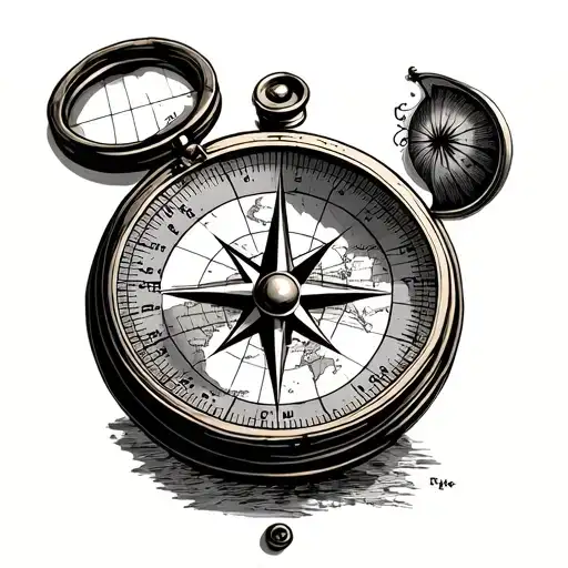 Vintage Compass With Old World Map Lines