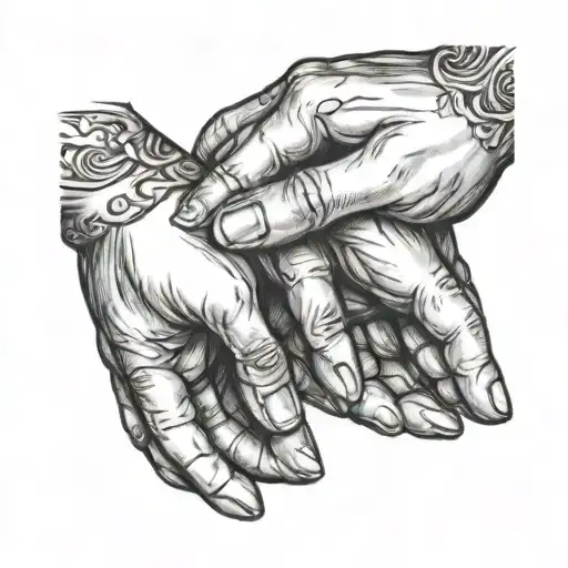 Mother And Childs Hands Holding Hands