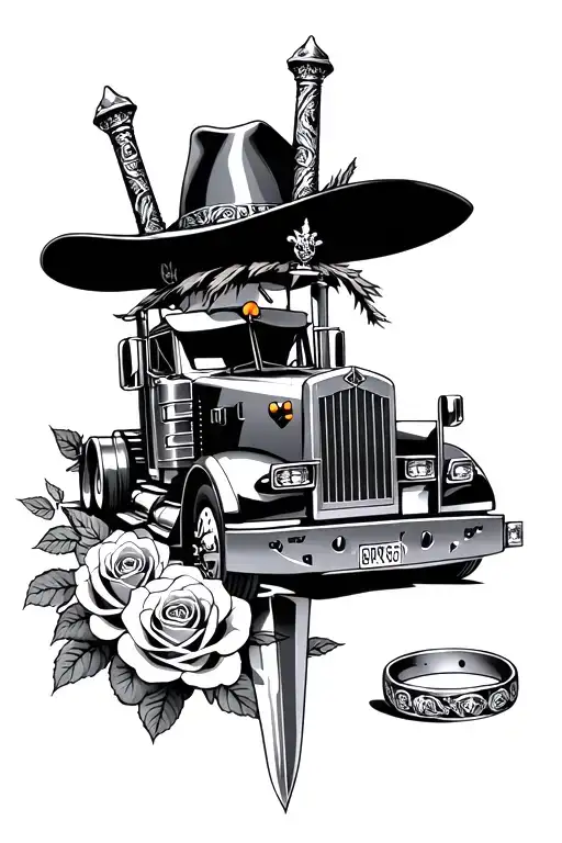 Braveheart Sword Scottish Akubra Hat Surrounded By Roses And Kenworth Trucks Wedding Ring Trampoline