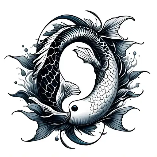 Yin Yang Koi Fish Leave With A Wave