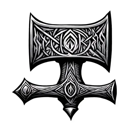 Norse Hammer Ingraved With Runes