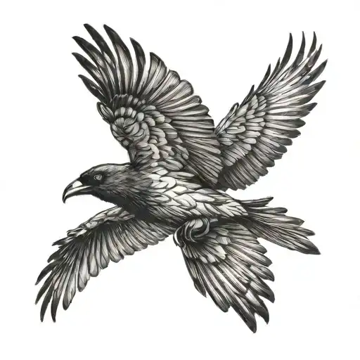 Flock Crows Flying Upwards