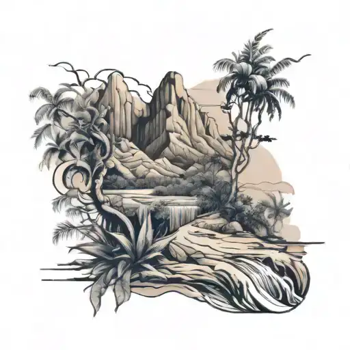Sleeve With Jungle Desert Mountain