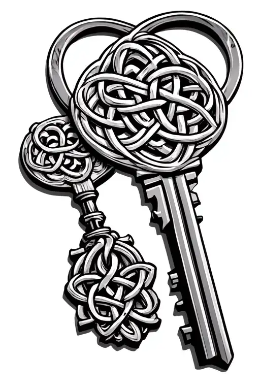 Old Keycwith Celtic Knot Design On Key Tip And England