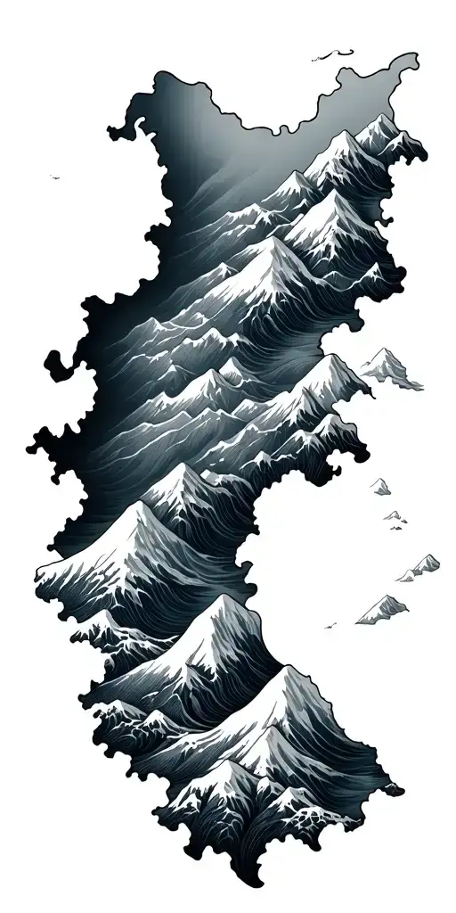 Map With Mountains Waves Forming