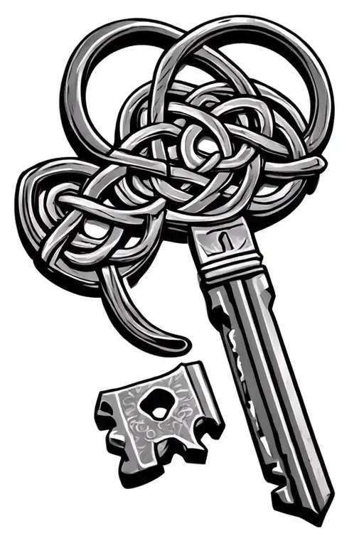 Old Keycwith Celtic Knot Design On Key Tip And England