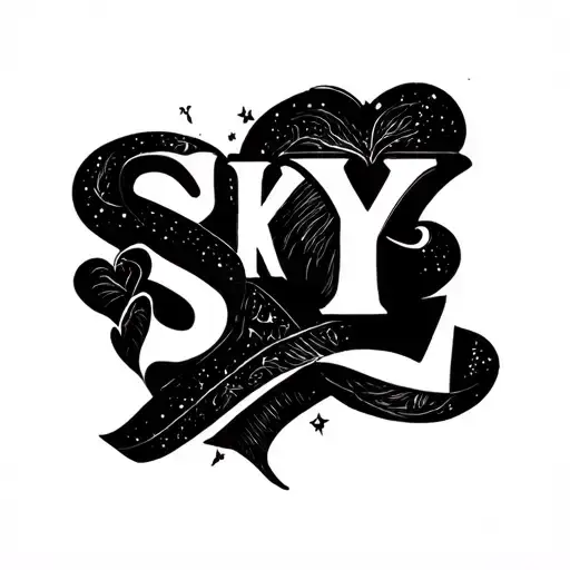 The Word Sky With A 7 In Front Of The C And A Heart Next To The L