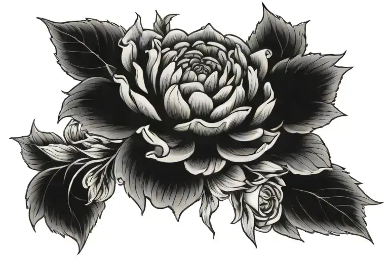 Chrysanthemum And Rose And Honeysuckle Flowers