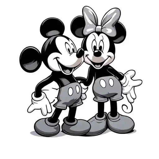 Modern Day Mickey An Minnie Mouse Standing Together