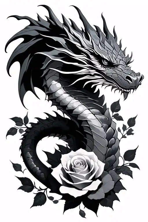 Dragon And Roses