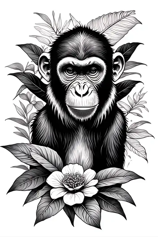 Monkey And Plants Intertwined