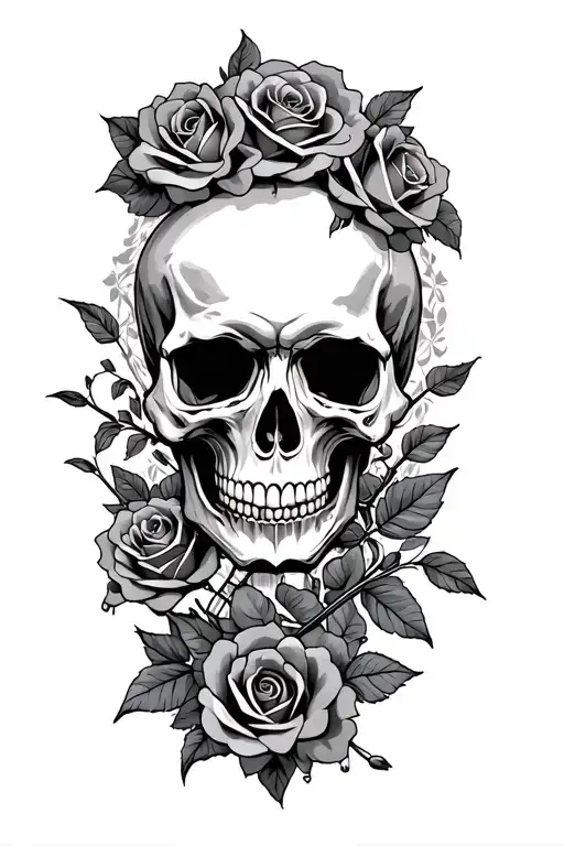 Skull Roses Guitar Intertwined