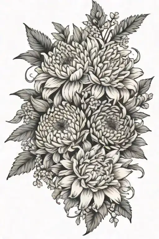 Chrysanthemum And Larkspur Bouquet
