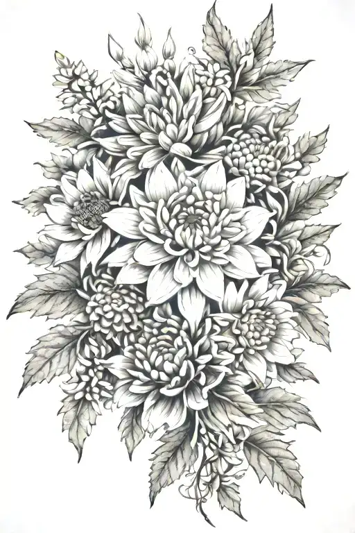 Chrysanthemum And Larkspur Bouquet